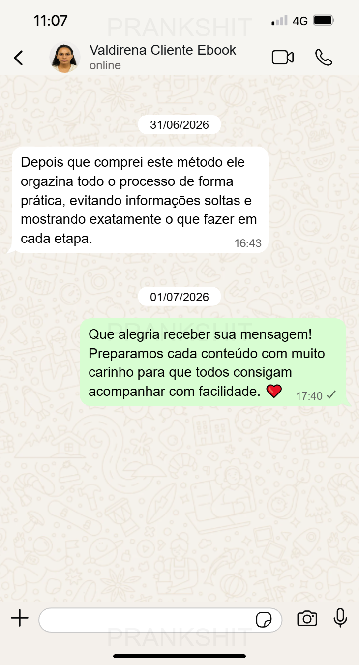 Depoimento de cliente sobre a organização do e-book